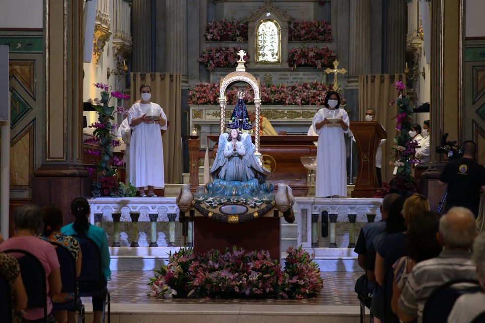 Novena que marca o início da Festa da Padroeira tem início com celebrações virtuais na Basílica de Aparecida (SP) neste sábado (3). — Foto: Maria Alice Figueira/Santuário Nacional