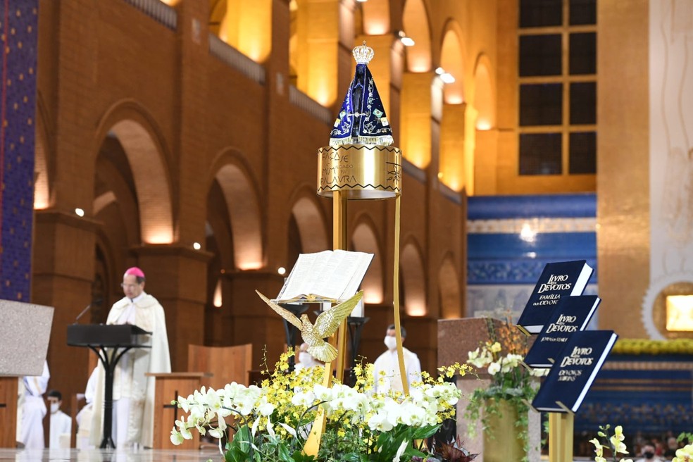 Novena que marca o início da Festa da Padroeira tem início com celebrações virtuais na Basílica de Aparecida (SP) neste sábado (3). — Foto: Thiago Leon/Santuário Nacional