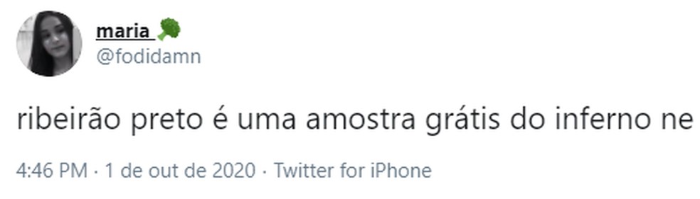 Moradora de Ribeirão Preto diz que cidade 'é uma amostra grátis do inferno' — Foto: Twitter/Reprodução