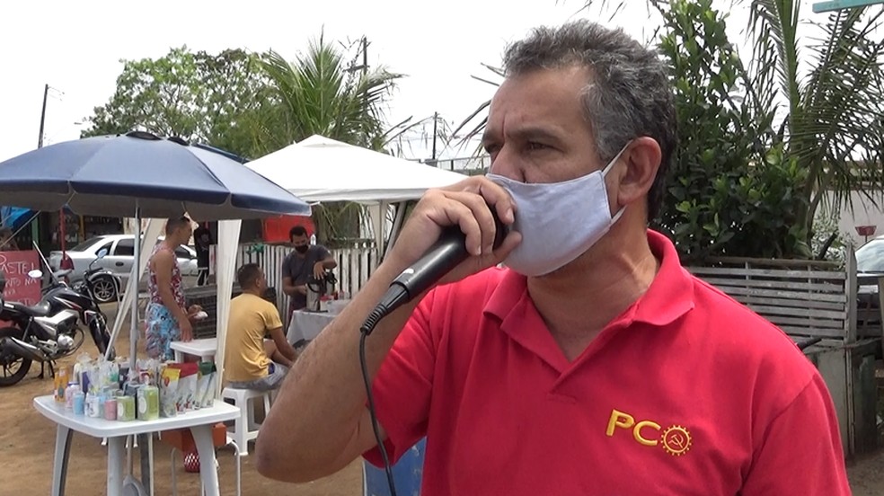 Edson Dorta, candidato a prefeito de Campinas, durante campanha neste sábado (10) — Foto: Reprodução / EPTV