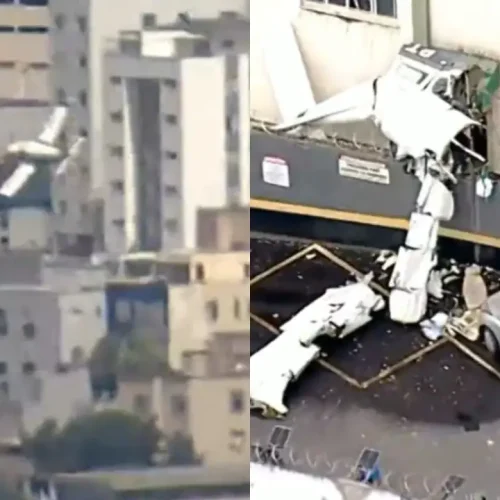 Avião monomotor despenca sobre edifício em Belo Horizonte; bombeiros agem rapidamente e evitam explosão